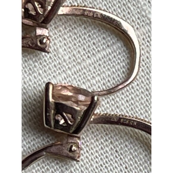 Bella Luce Style 925 Rose Vermeil Leverback Earrings Pink & White CZ TW 2.59 G - Picture 4 of 8